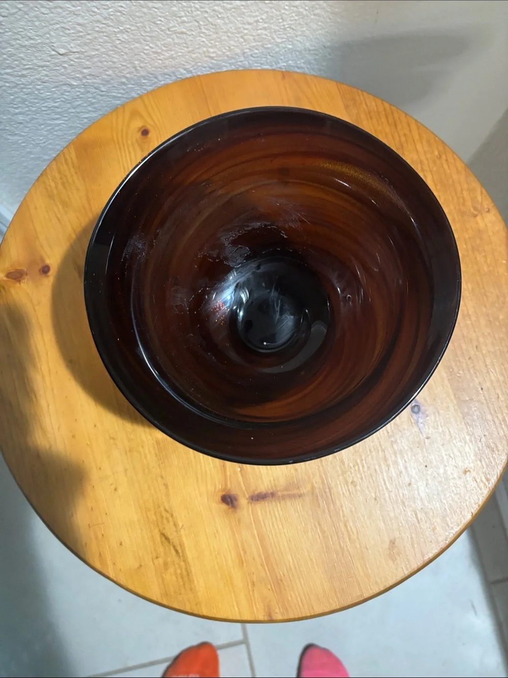 Handblown Swirled Glitter Glass Vase - Amber & Brown